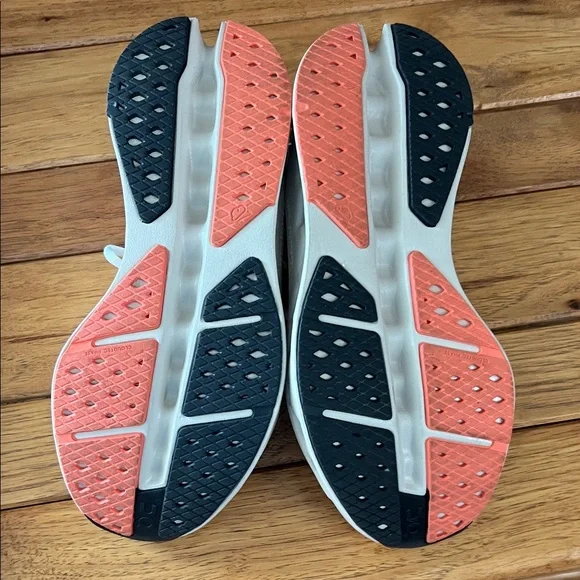 On Women's White and Coral Athletic Sneakers - Picture 3 of 3